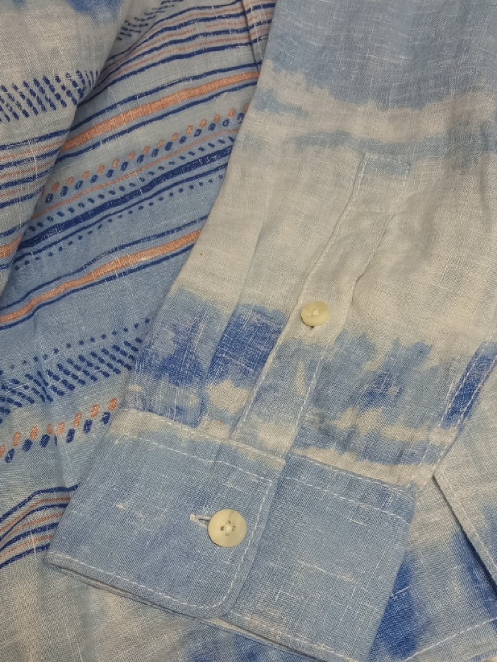 🆕 TOMMY BAHAMA RELAX LINEN BLUE & WHITE STRIPES LONG SLEEVE MENS FLORAL SHIRT - Picture 10 of 12